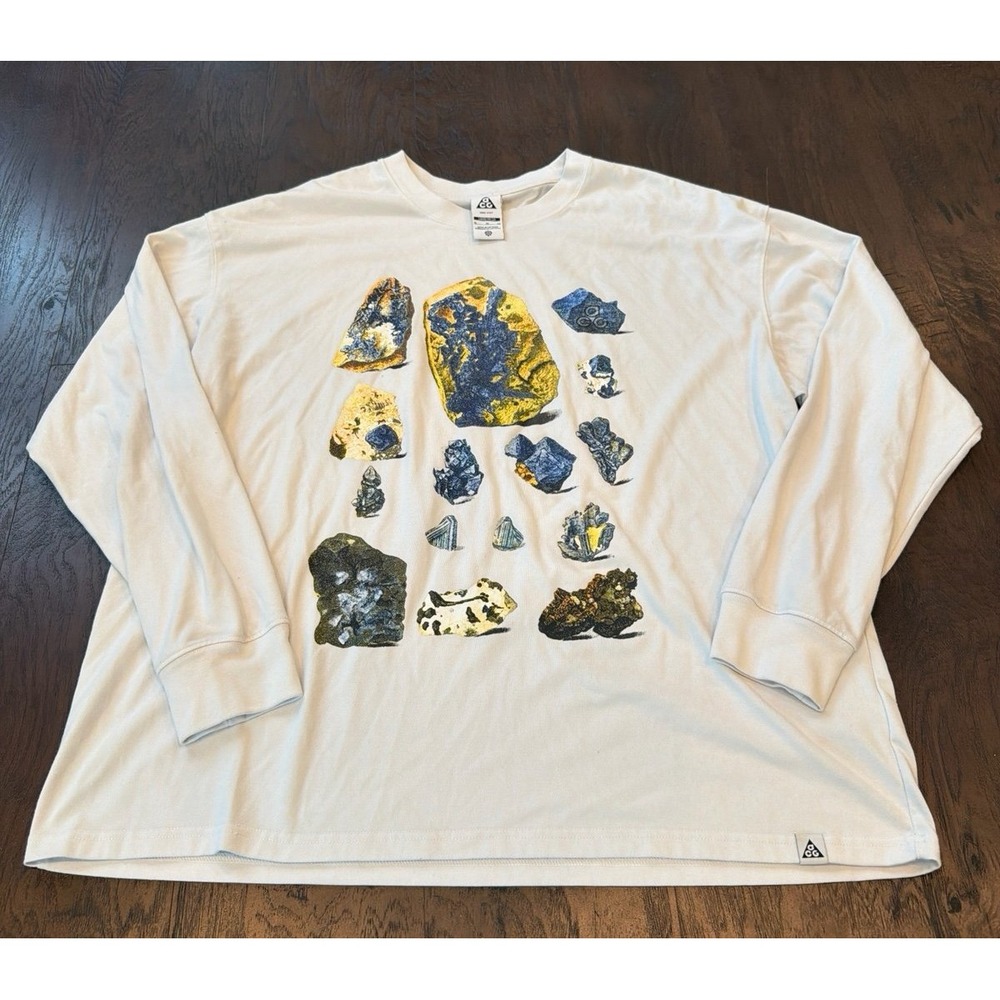 Nike ACG Minerals White Graphic Tee Long Sleeve Men's Size XL